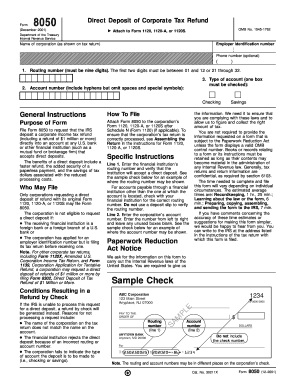 IRS Form 8050 Corporate Tax Refund