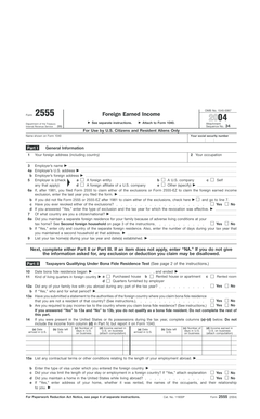 IRS Form 2555 Foreign Earned Income 2004