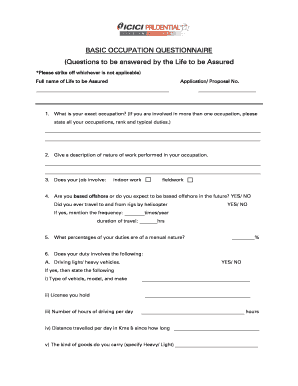 Basic Occupation Questionnaire