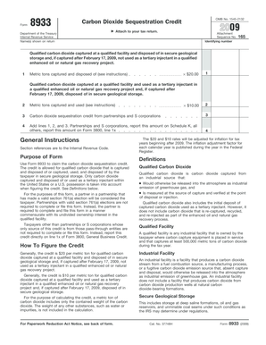 IRS Form 8933 Carbon Dioxide Sequestration Credit