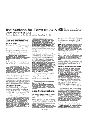 Form 8609-A Instructions