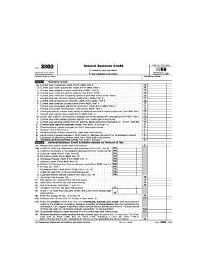IRS Form 3800 1999