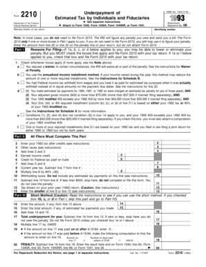 Form 2210 Estimated Tax by Individuals and Fiduciaries