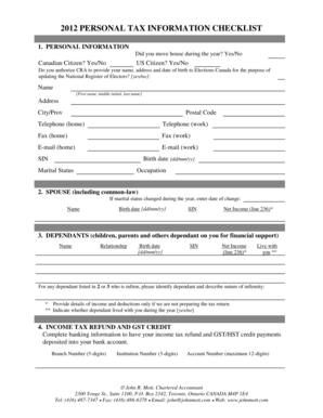 Apartment inspection checklist pdf - 1994 PERSONAL TAX INFORMATION CHECKLIST - John Mott CA