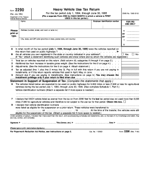 Form 2290 Heavy Vehicle Use Tax Return
