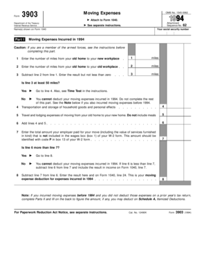 IRS Form 3903 Moving Expenses 1994