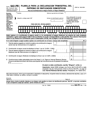 Forma 942-PR PLANILLA PARA LA DECLARACION TRIMESTRAL DEL PATRONO DE EMPLEADOS DOMESTICOS