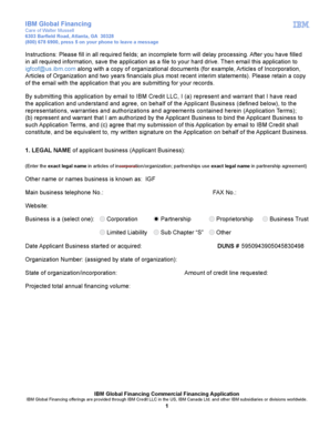 IBM Global Financing Commercial Financing Application