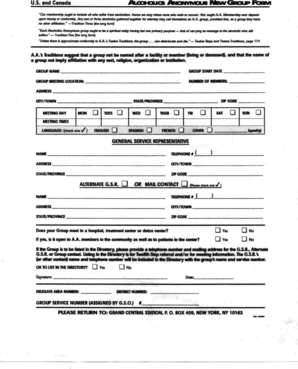 Alcoholics Anonymous Group Registration Form