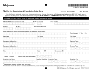 Walgreens Mail Service Registration & Prescription Order Form