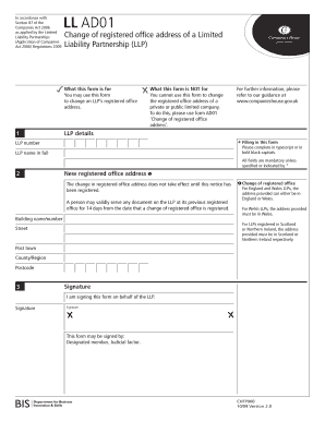 UK LLP Registered Office Address Change Form