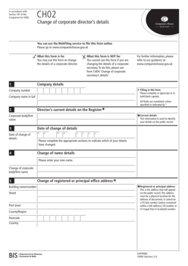 UK CH02 Form - Change of Corporate Director’s Details