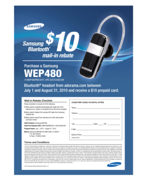 Samsung WEP480 Mail-in Rebate Form