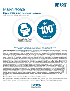 Epson Stylus Photo R2000 Mail-in Rebate Form