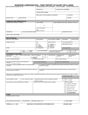 Workers Compensation First Report of Injury or Illness