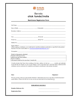 Remittance Registration Form