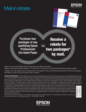 Epson Professional Cut-sheet Paper Rebate Form