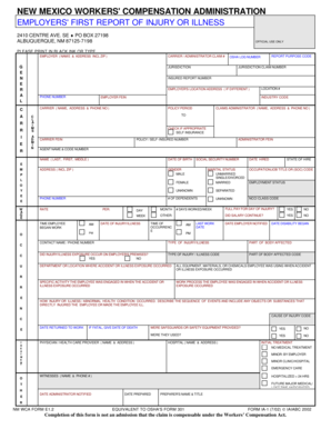 New Mexico Employer's First Report of Injury or Illness