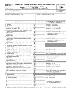 Schedule K-1 Beneficiary’s Share of Income