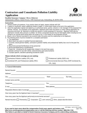 Contractors and Consultants Pollution Liability Application