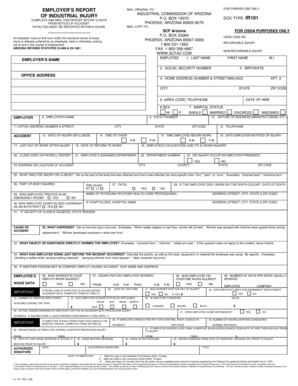 Arizona Employer’s Report of Industrial Injury