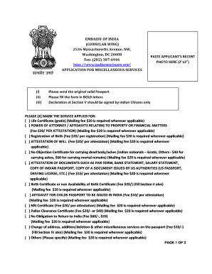 India Miscellaneous Services Application