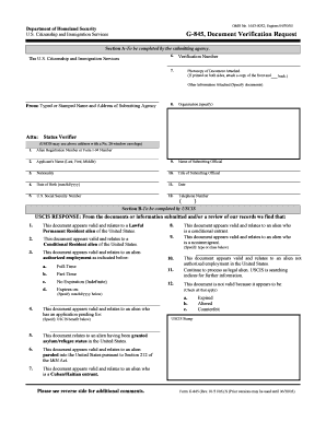 USCIS Document Verification Request