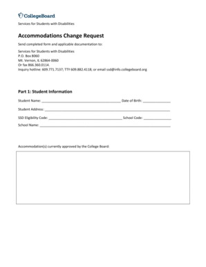 College Board Accommodations Change Request Form