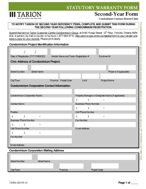 Condominium Common Element Claim Form