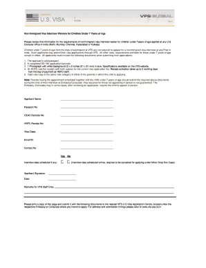 Non Immigrant Visa Interview Waiver for Children Under 7