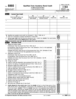 Form 8860 Qualified Zone Academy Bond Credit