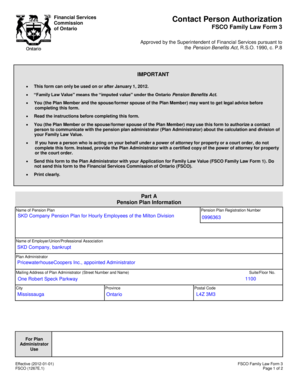 Ontario FSCO Family Law Form 3