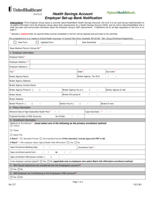 Health Savings Account Employer Setup Form