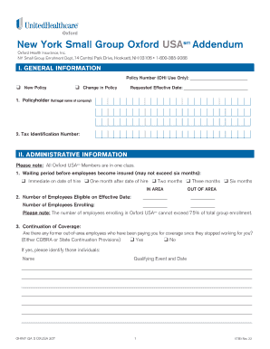 New York Small Group Oxford USA Addendum