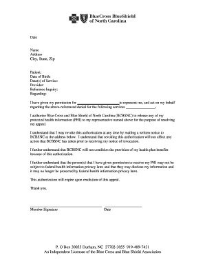 Health Insurance Appeal Authorization Form