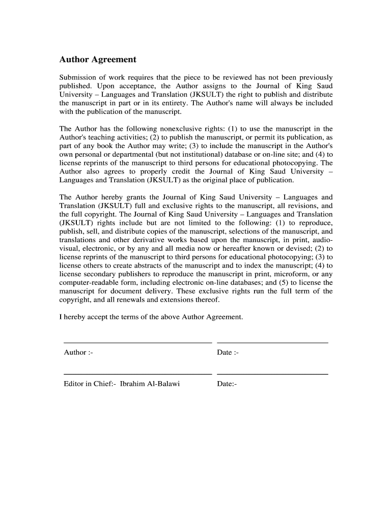 Author Agreement Elsevier 20202022 Fill and Sign Printable Template