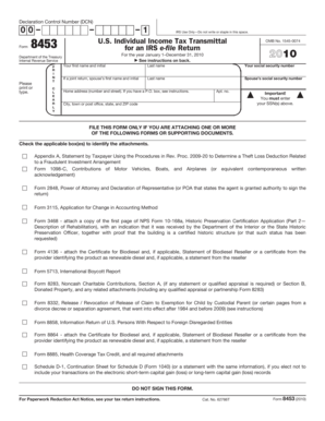 Form 8453 US Individual Income Tax Transmittal