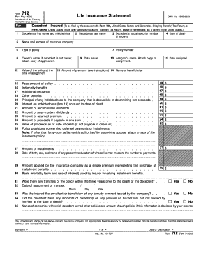 IRS Form 712 Life Insurance Statement