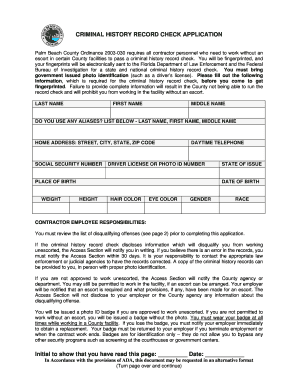 Criminal History Record Check Application