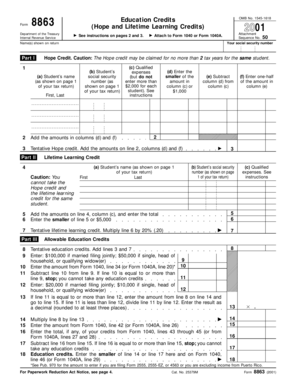 Form 8863 Hope and Lifetime Learning Credits 2001