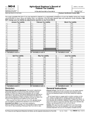 Agricultural Employer's Record Form 943-A
