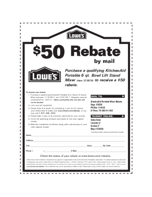 KitchenAid Mixer Rebate Form