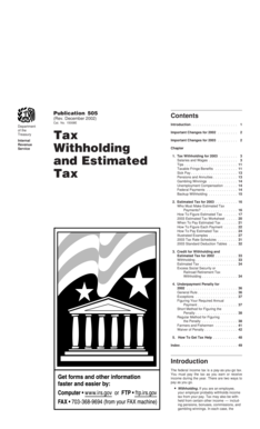 IRS Publication 505 Tax Withholding and Estimated Tax