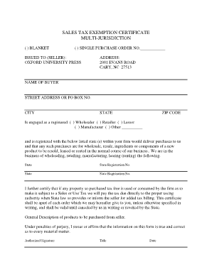 Sales Tax Exemption Certificate