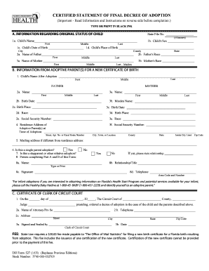Florida Adoption Final Decree Form