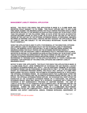 Management Liability Renewal Application