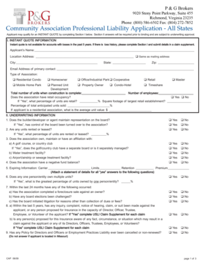 Community Association Professional Liability Application
