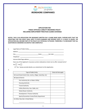 Public Officials Liability Insurance Application