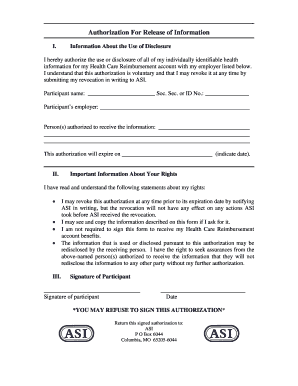 Healthcare Information Release Authorization