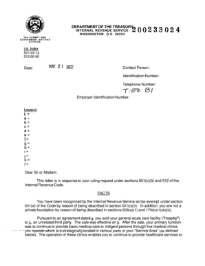 IRS Tax Exempt Ruling Letter